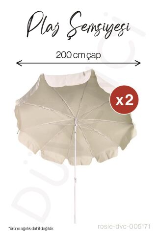 Düvenci Krem Plaj Şemsiyesi 2 Adet - 10 telli - 2 M - Eğim Verilebilir