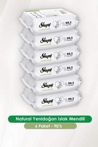Sleepy 6'lı Natural Yenidoğan Islak Mendili 90 Adet ve ROSIE