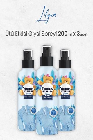 Yumoş Jet Fresh Ütü Etkisi Giysi Spreyi Lilyum 200 ml x 3 Adet