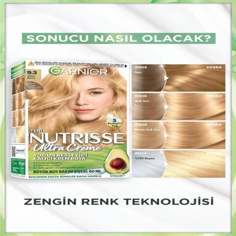 Garnier Nutrisse Yoğun Besleyici Kalıcı Krem Saç Boyası 9.3 Altın Sarısı