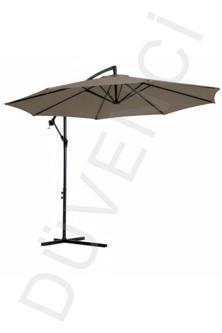 Koyu Krem, Bahçe Şemsiyesi Makaralı 300cm, 8 telli