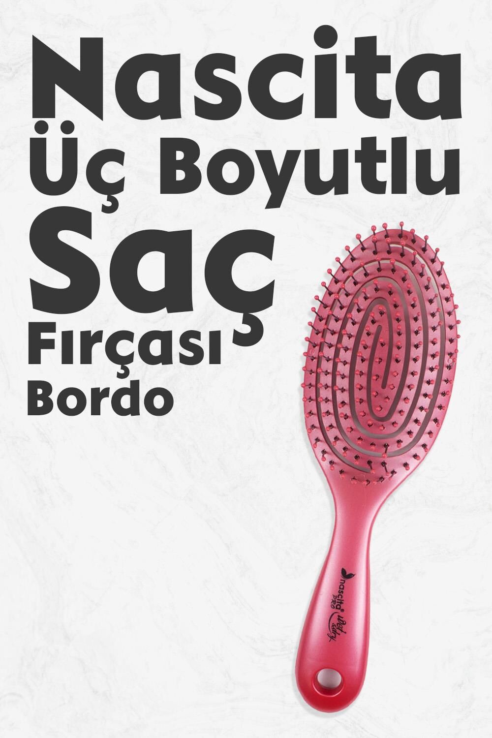 Nascita Üç Boyutlu Oval Saç Fırçası Bordo