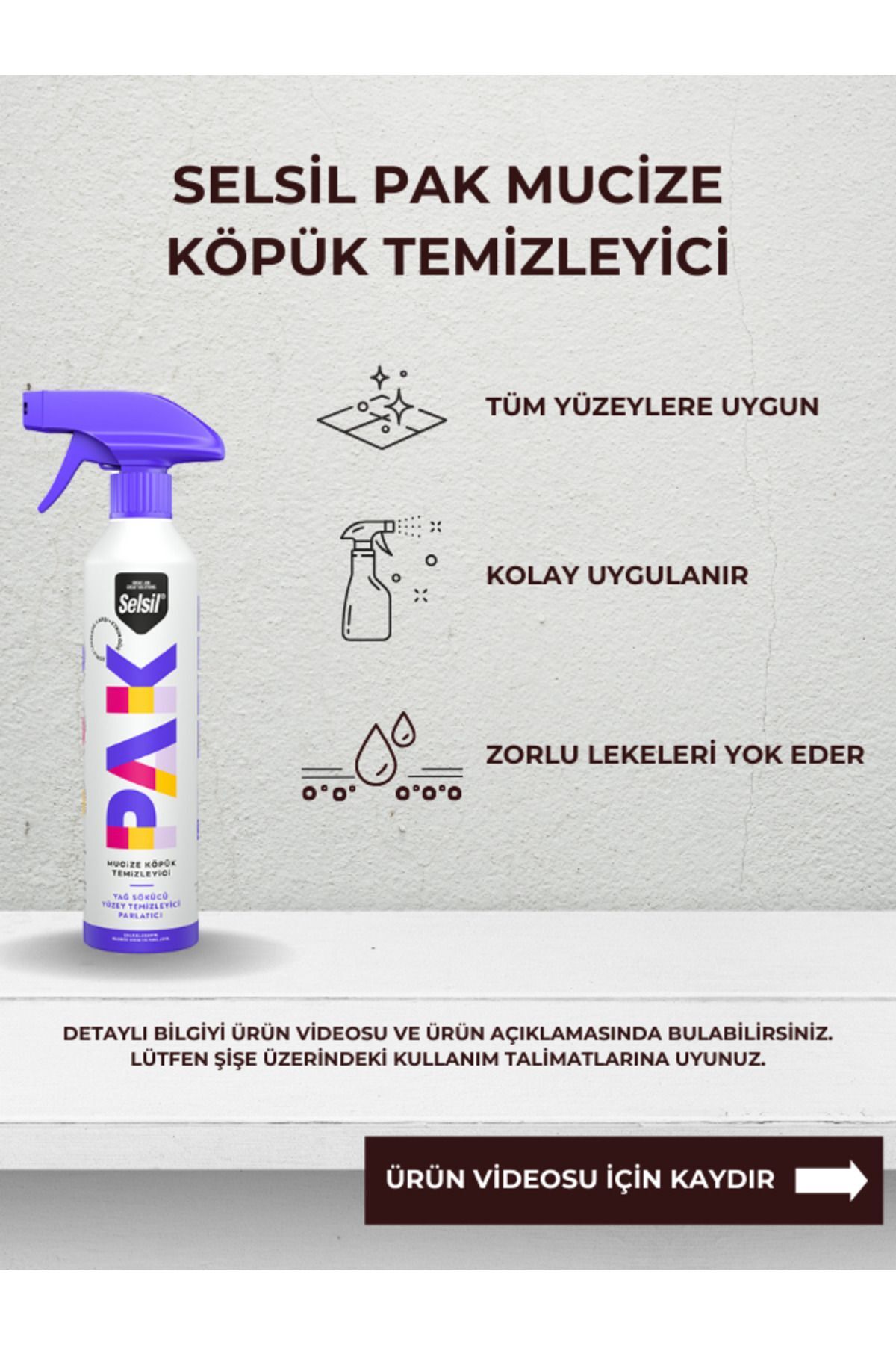 Selsil PAK Mucize Köpük Temizleyici Sprey 500 ml
