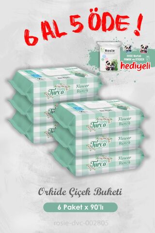 6 Al 5 Öde Islak Havlu Orkide Çiçek Buketi 90'lı ve Rosie