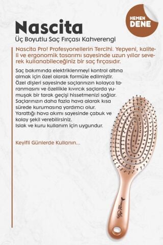 Nascita Üç Boyutlu Oval Saç Fırçası Kahverengi