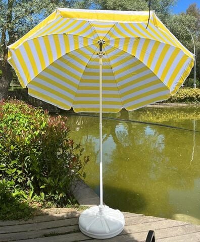 Plaj Şemsiyesi Sarı Beyaz 200cm, 10 telli