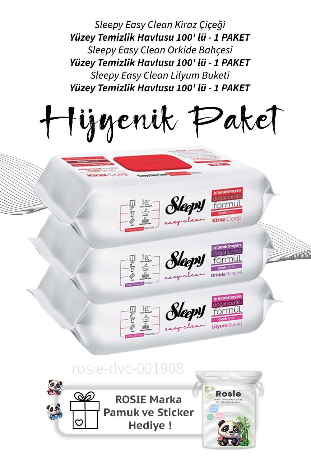 Sleepy Easy Clean Çiçek Serisi, Kiraz Çiçeği, Orkide Bahçesi ve Lilyum Buketi 100' lü