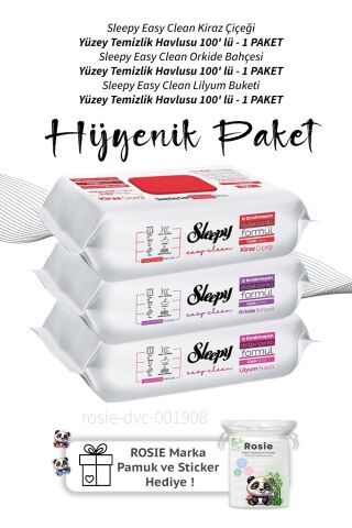 Sleepy Easy Clean Çiçek Serisi, Kiraz Çiçeği, Orkide Bahçesi ve Lilyum Buketi 100' lü