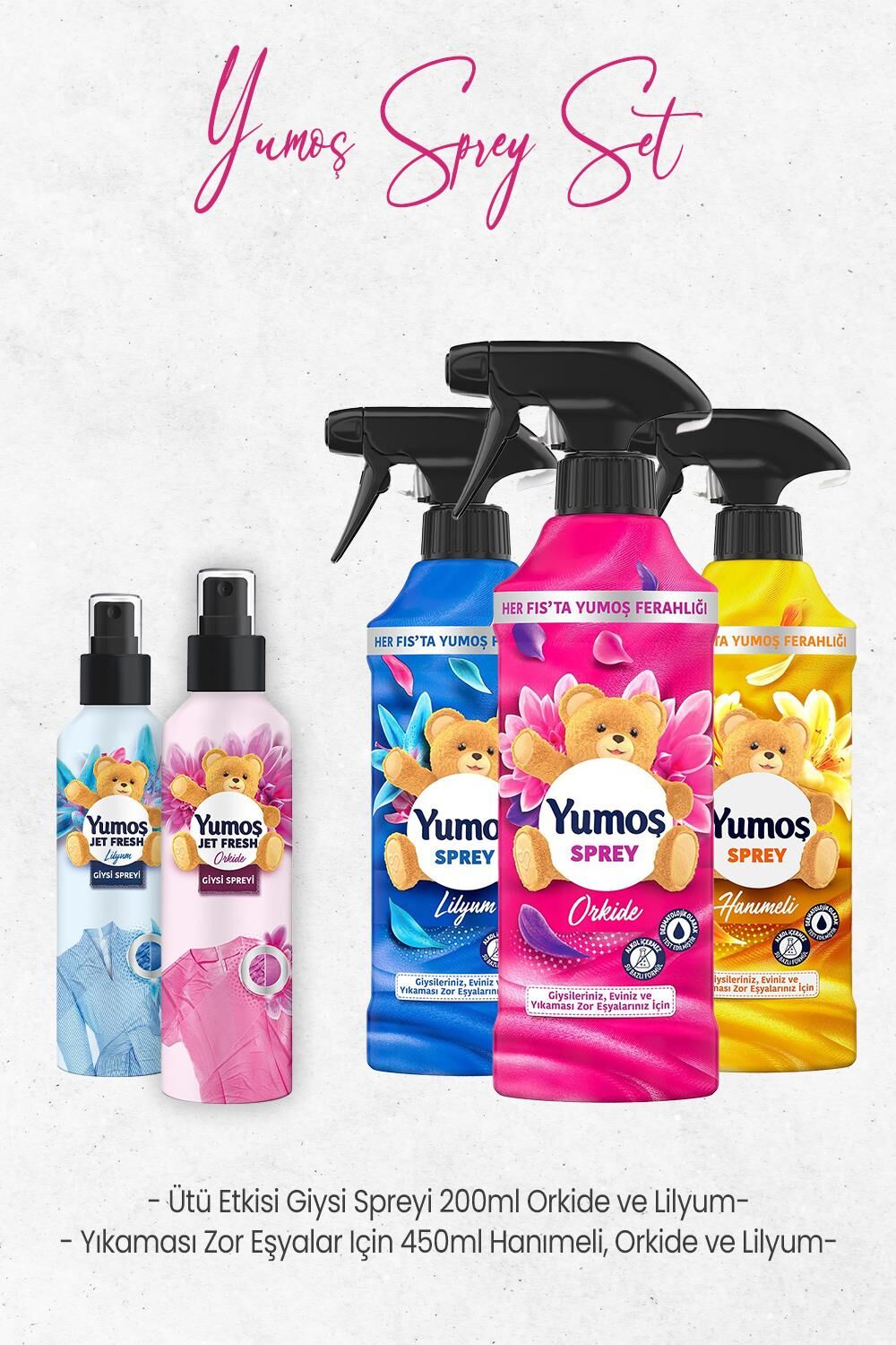 Yumoş  Ütü Etkisi ve Yıkaması Zor Eşyalar İçin Sprey Set