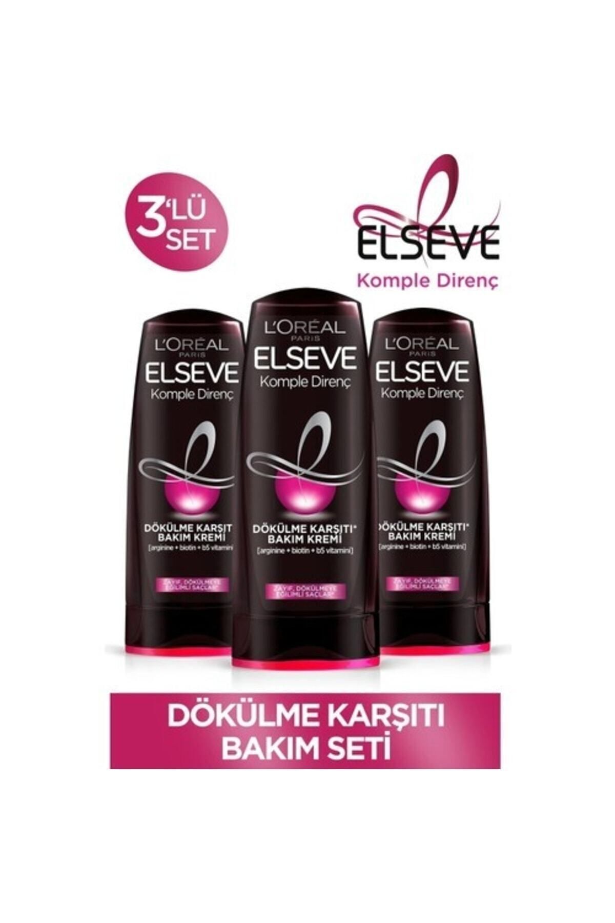 Elseve Loreal Komple Direnç Dökülme Karşıtı Saç Bakım Kremi 390 Ml X 3 Adet