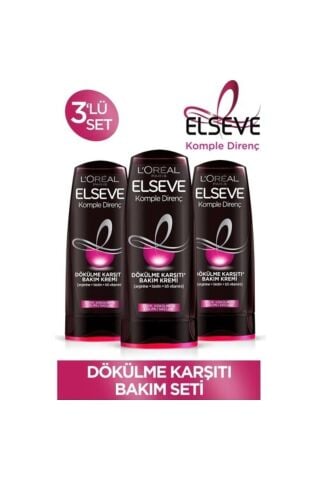 Elseve Loreal Komple Direnç Dökülme Karşıtı Saç Bakım Kremi 390 Ml X 3 Adet