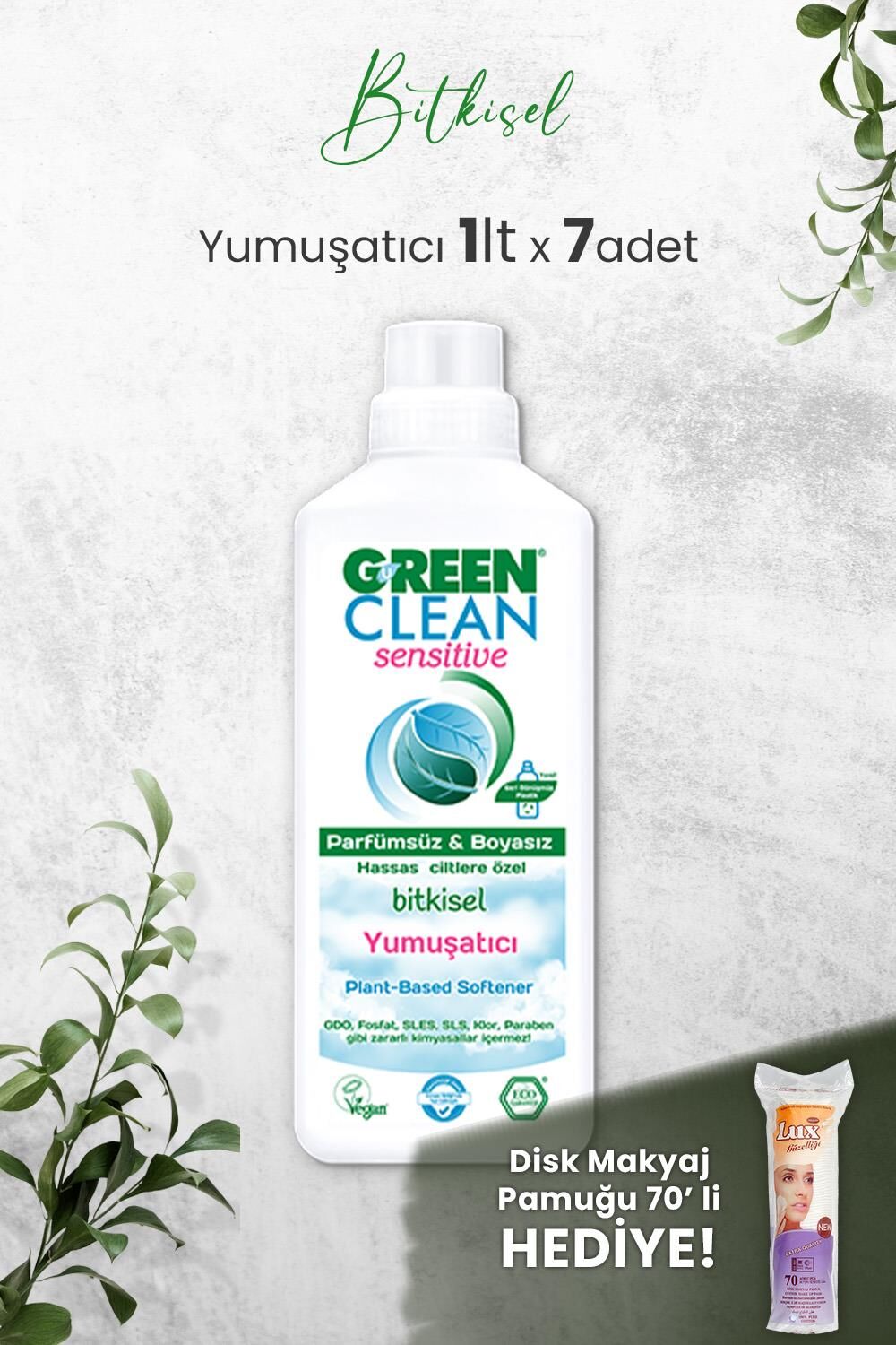 Green Clean Sensitive Kokusuz Yumuşatıcı 1 L x 7 Adet ve Hediyeli