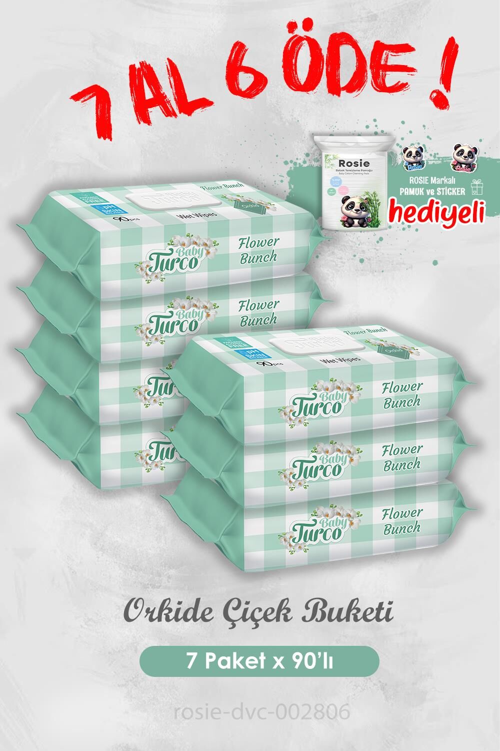 Islak Havlu Orkide Çiçek Buketi 90'lı 7 Al 6 Öde ve Rosie