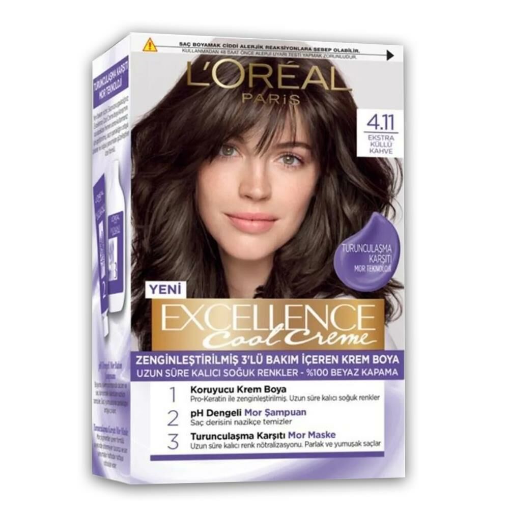 Loreal Paris Excellence Cool Creme Saç Boyası 4.11 Ekstra Küllü Kahve