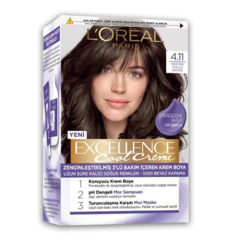 Loreal Paris Excellence Cool Creme Saç Boyası 4.11 Ekstra Küllü Kahve