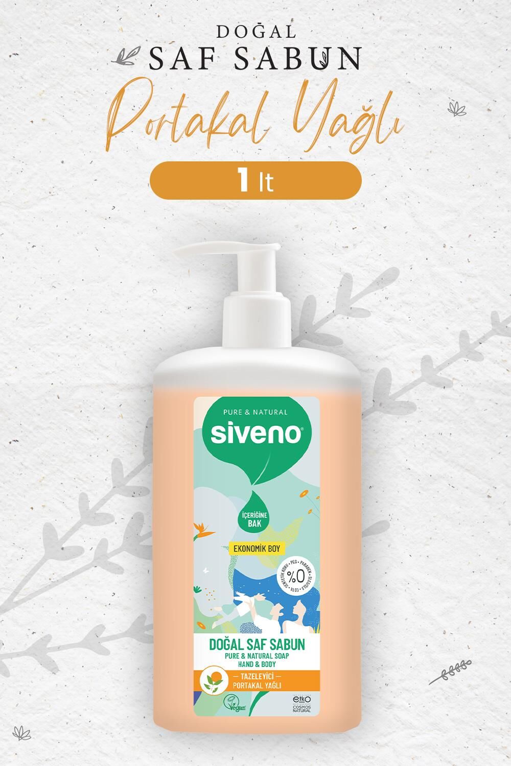 Siveno Doğal Saf Sıvı Sabun Portakal Yağlı 1 lt