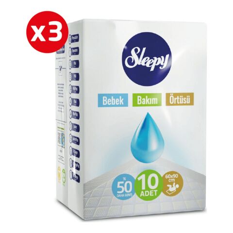 Sleepy Bebek Bakım Örtüsü Yeni Beyaz 60X90 cm 10'lu (3 Paket)
