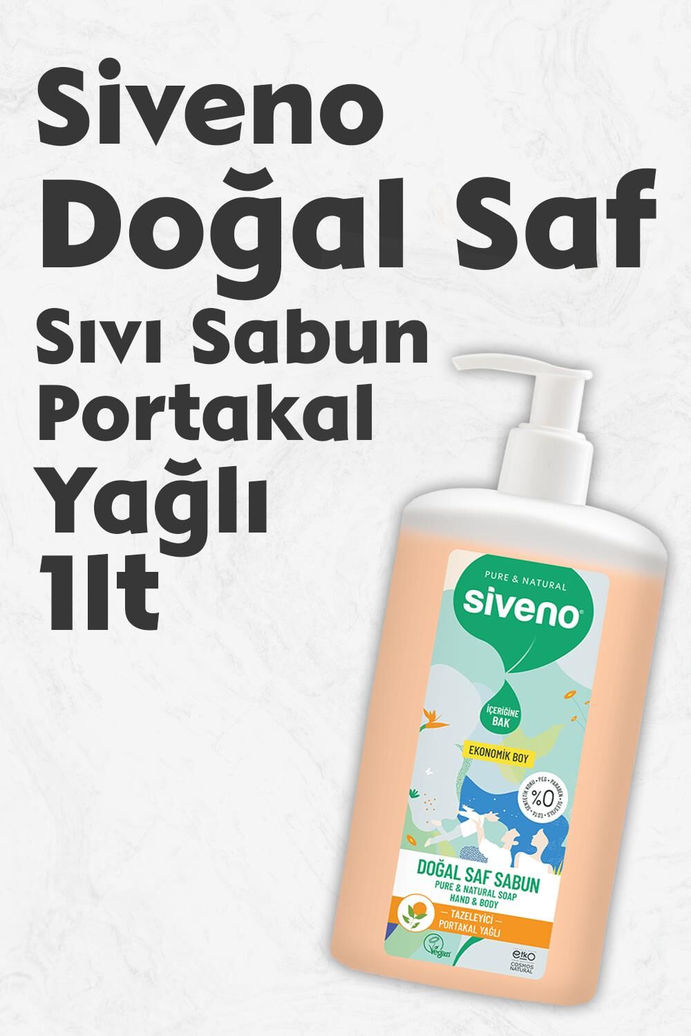 Siveno Doğal Saf Sıvı Sabun Portakal Yağlı 1 lt