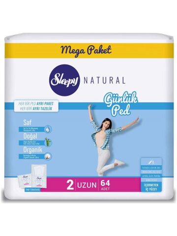 Sleepy Natural Mega Ekonomik Günlük Ped Uzun 64 Adet