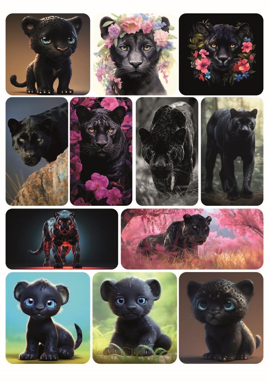 12 Adet Sevimli Panter Sticker