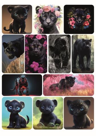 12 Adet Sevimli Panter Sticker