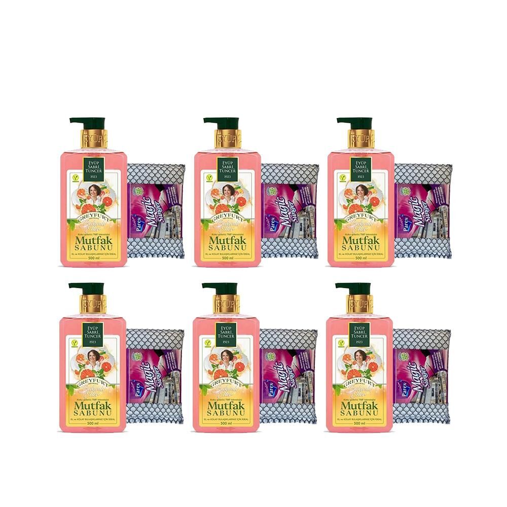 Eyüp Sabri Tuncer Bakımlı Eller Greyfurt Mutfak Sabunu 500 ml + Magic Sünger x 6 Adet