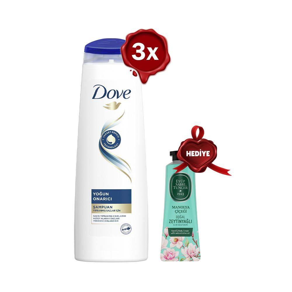Dove Şampuan Yoğun Onarıcı 350 ml x 3, El Kremi Manolya Hediyeli