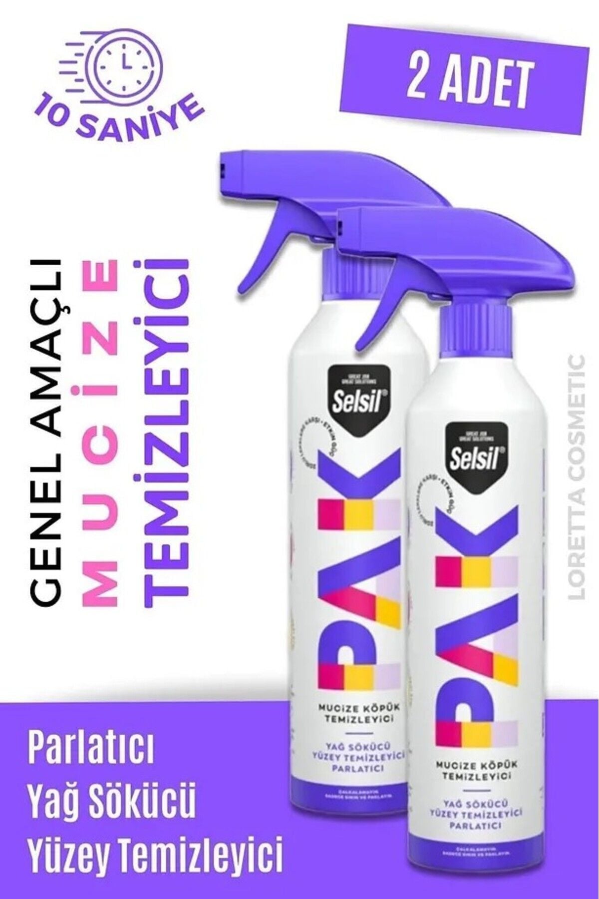 Selsil Pak 500 ml X2 Mucize Köpük Temizleyici Sprey,Yüzey Temizleyici