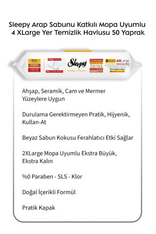 Sleepy Mopa Uyumlu 50'li Arap Sabun 6 AL 5 ÖDE Islak Havlu, Hediyeli ROSIE