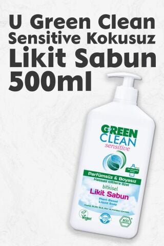 U Green Clean Organik Kokusuz Likit Sensitive Sabun 500 ML