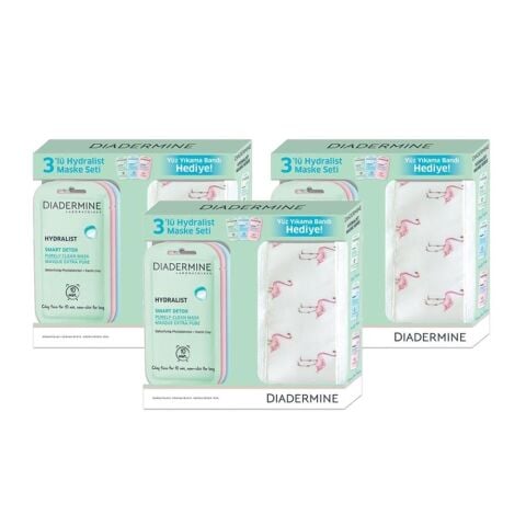 Diadermine Hydralist 3'lü Maske Seti + Saç Bandı x 3 Adet