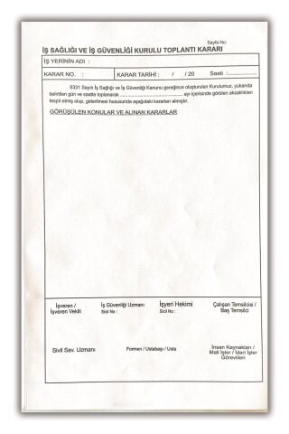 Düvenci 3 adet İş Sağlığı ve İş Güvenliği Kurul Karar Defteri