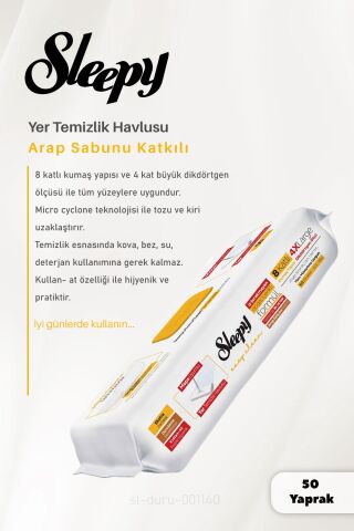 Sleepy 50'li Mopa Uyumlu Arap ve Beyaz Sabun, Çamaşır Suyu ve ROSIE Pamuk