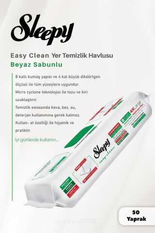 Sleepy 50'li Mopa Uyumlu Arap ve Beyaz Sabun, Çamaşır Suyu ve ROSIE Pamuk