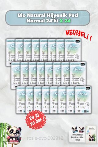 24 AL 20 ÖDE Sleepy Hijyenik Ped Normal 24'lü Bio Natural ve Rosie