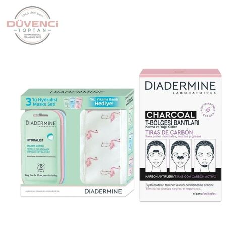 Diadermine Hydralist 3'lü Maske Seti + Saç Bandı + Kömürlü T Bölgesi Bantları 6 Bant