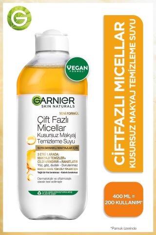 Garnier Micellar Temizleme Suyu Çift Fazlı Argan 400 ml x 2 Adet