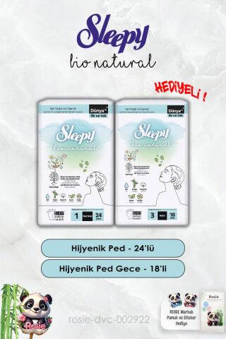 Hijyenik Ped Gece 18'li ve Normal 24'lü Bio Natural Sleepy ve Rosie