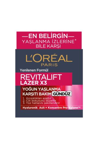 Loreal Paris Revitalift Lazer X3 Yoğun Yaşlanma Karşıtı Gündüz Bakım Kremi Gece Bakım Kremi 50 ml