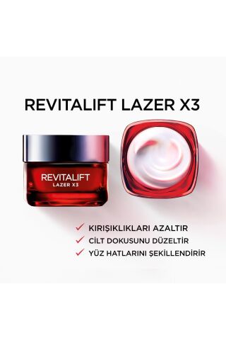 Loreal Paris Revitalift Lazer X3 Yoğun Yaşlanma Karşıtı Gündüz Bakım Kremi Gece Bakım Kremi 50 ml