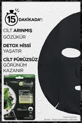 Garnier Kağıt Yüz Maskesi Siyah Saf Kömür 28 gr x 3 Adet