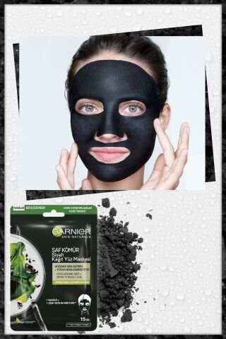 Garnier Kağıt Yüz Maskesi Siyah Saf Kömür 28 gr x 3 Adet