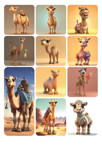 11 Adet Deve Temalı Sevimli Sticker Hayvan