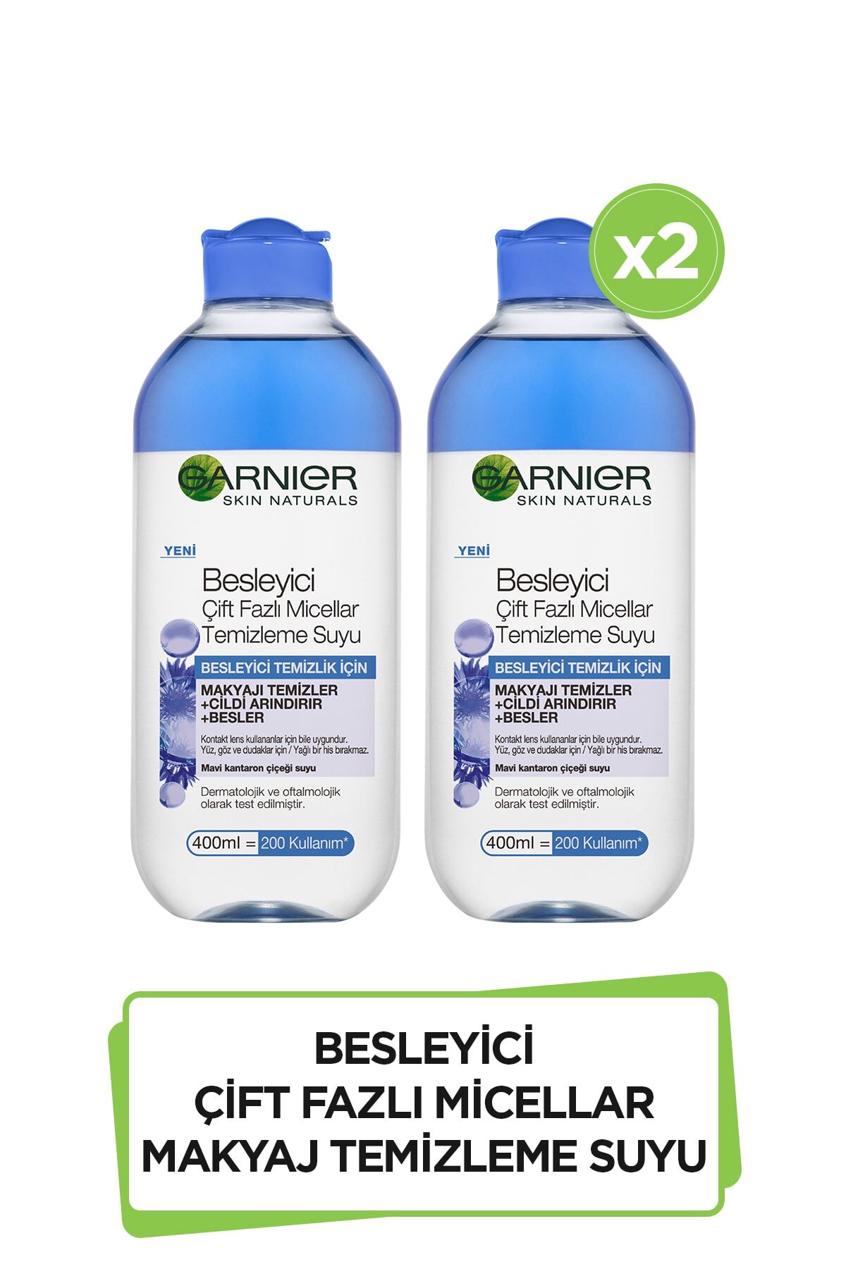 Garnier Micellar Temizleme Suyu Besleyici Çift Fazlı 400 ml x 2 Adet