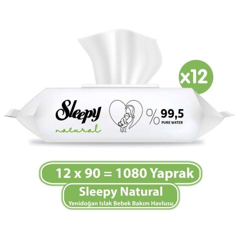 Sleepy Natural Yenidoğan Islak Bebek Bakım Havlusu 12X90 (1080 Yaprak)