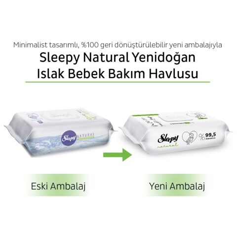 Sleepy Natural Yenidoğan Islak Bebek Bakım Havlusu 12X90 (1080 Yaprak)