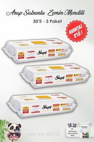 Sleepy 3 Adet Arap Sabunu Katkılı Mopa Uyumlu Yer Havlusu 50'li ve ROSIE