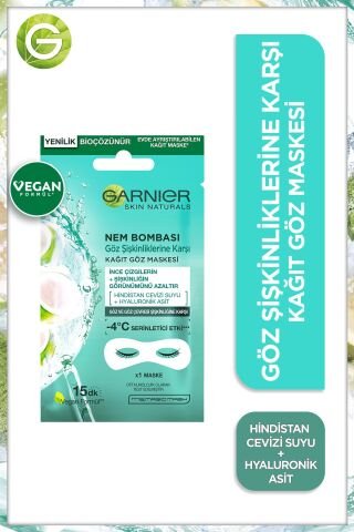 Garnier Kağıt Göz Maskesi Nem Bombası Hindistan Cevizi 6 gr x 3 Adet