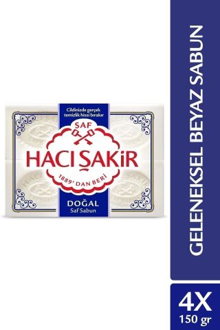 Hacı Şakir Doğal Geleneksel Saf Beyaz Sabun 4x150 gr