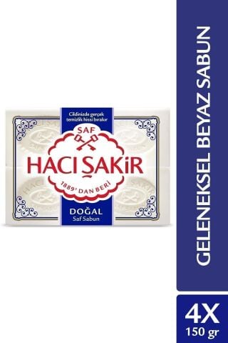 Hacı Şakir Doğal Geleneksel Saf Beyaz Sabun 4x150 gr